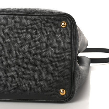 Prada Saffiano Cuir Large Double Bag Black Mughetto 8 of 8