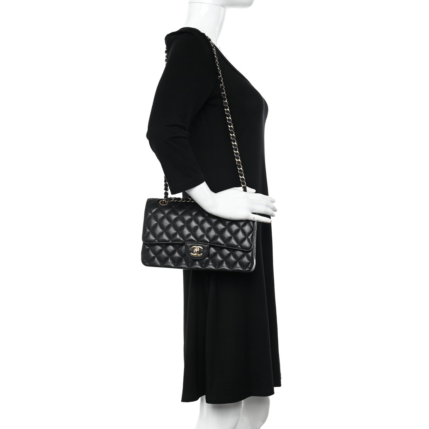 Chanel Caviar Quilted Medium Double Flap Black 2 of 12