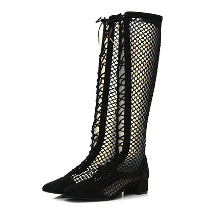 Christian Dior Suede Resille Naughtily-D 30mm Tall Boots 35 Black 3 of 9