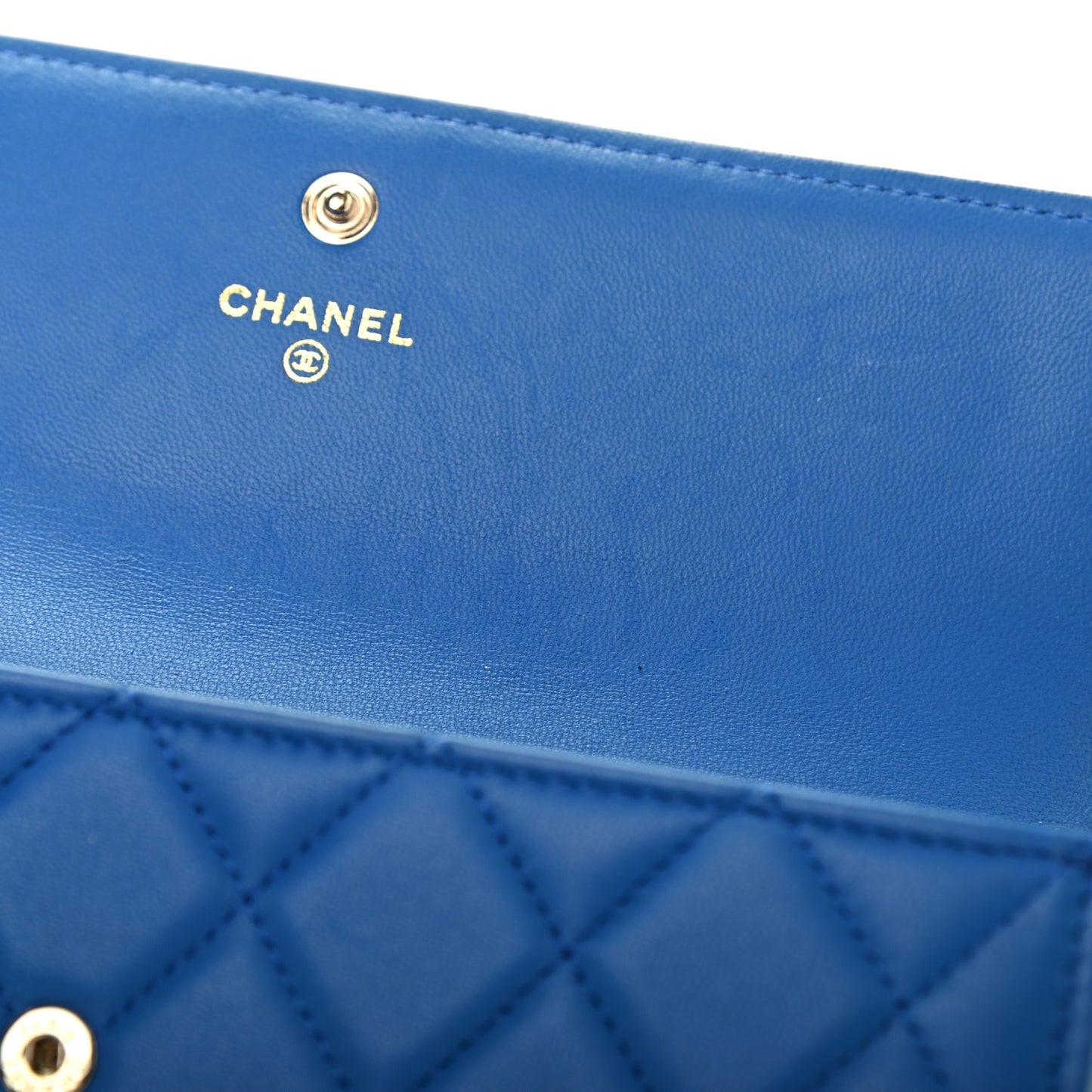 Lambskin Quilted Boy Flap Wallet Blue