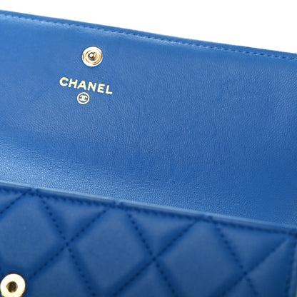 Chanel Lambskin Quilted Boy Flap Wallet Blue 10 of 10