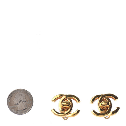 Chanel Metal CC Turnlock Clip On Earrings Gold 2 of 4