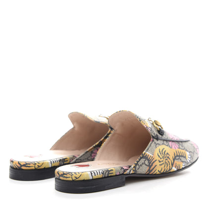 Gucci GG Supreme Monogram Bengal Womens Princetown Slippers 35 Beige Crop Pink 4 of 11