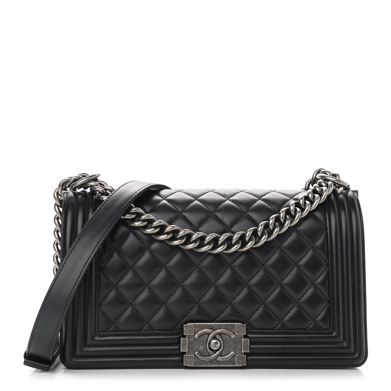 Chanel Lambskin Quilted Medium Boy Flap Black 1 of 12