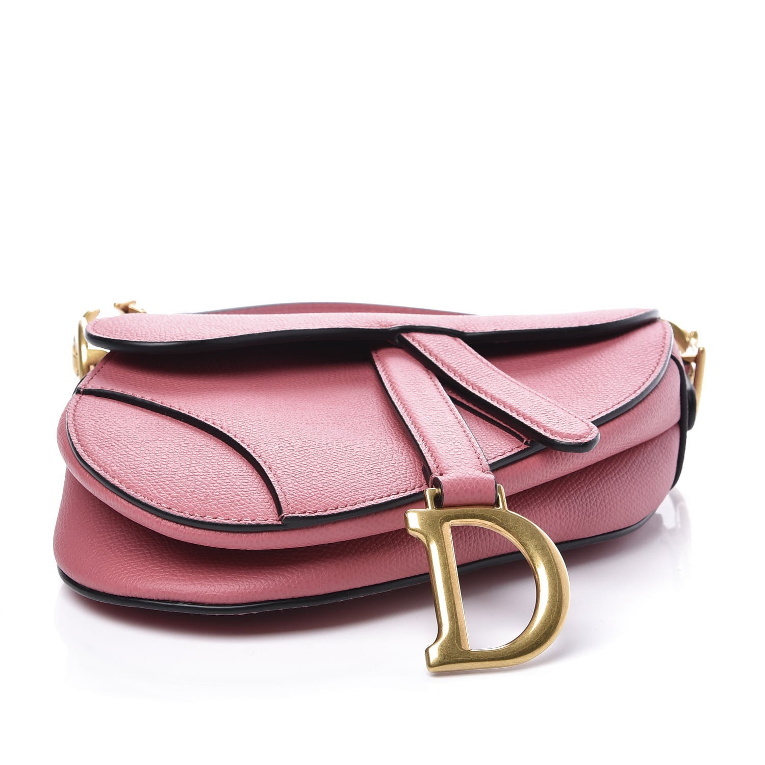 Christian Dior Grained Calfskin Mini Saddle Bag Pink 3 of 8