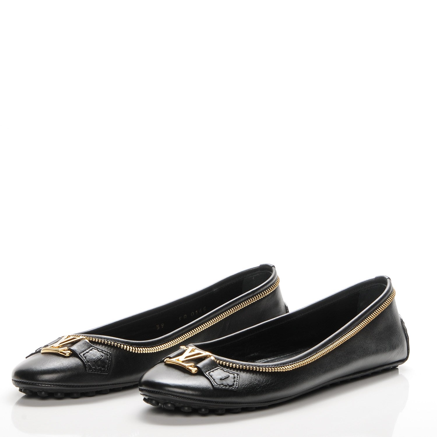 Louis Vuitton Calfskin Zip Oxford Ballerina Flats 39 Black 3 of 7
