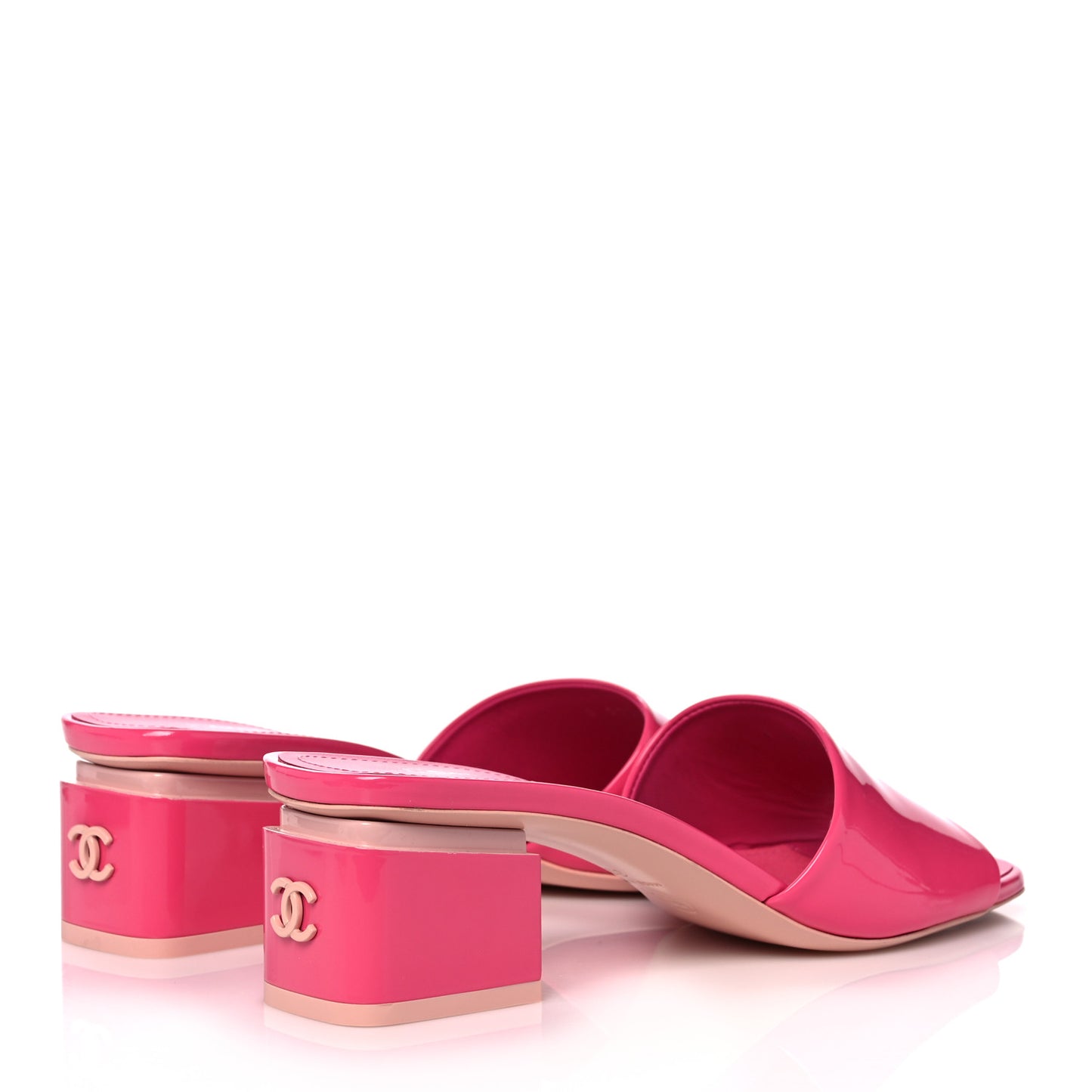 Patent Calfskin CC Mules 39 Dark Pink Light Pink