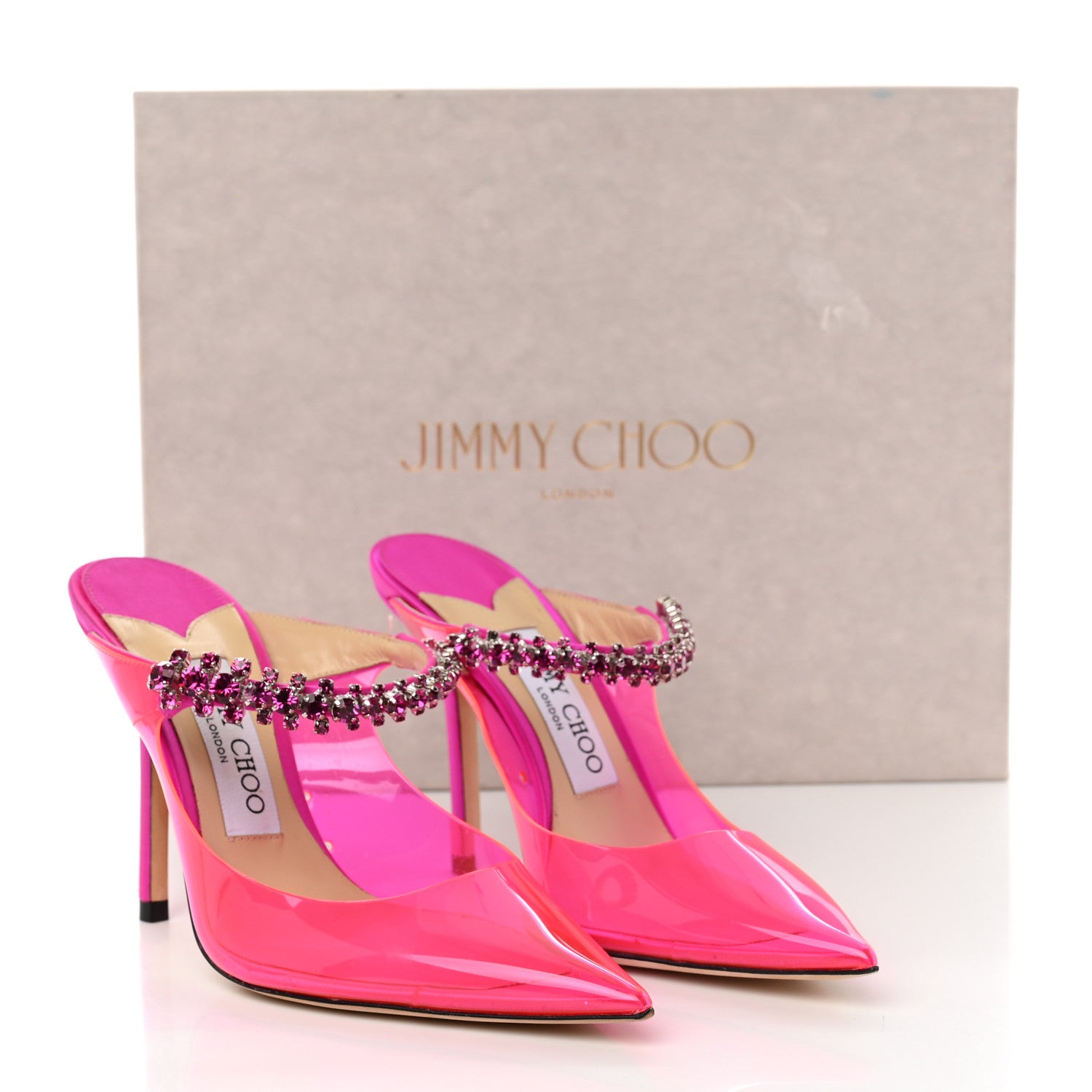 Jimmy Choo Plexi Crystal Bing 100 Pumps 35.5 Hot Pink 9 of 9