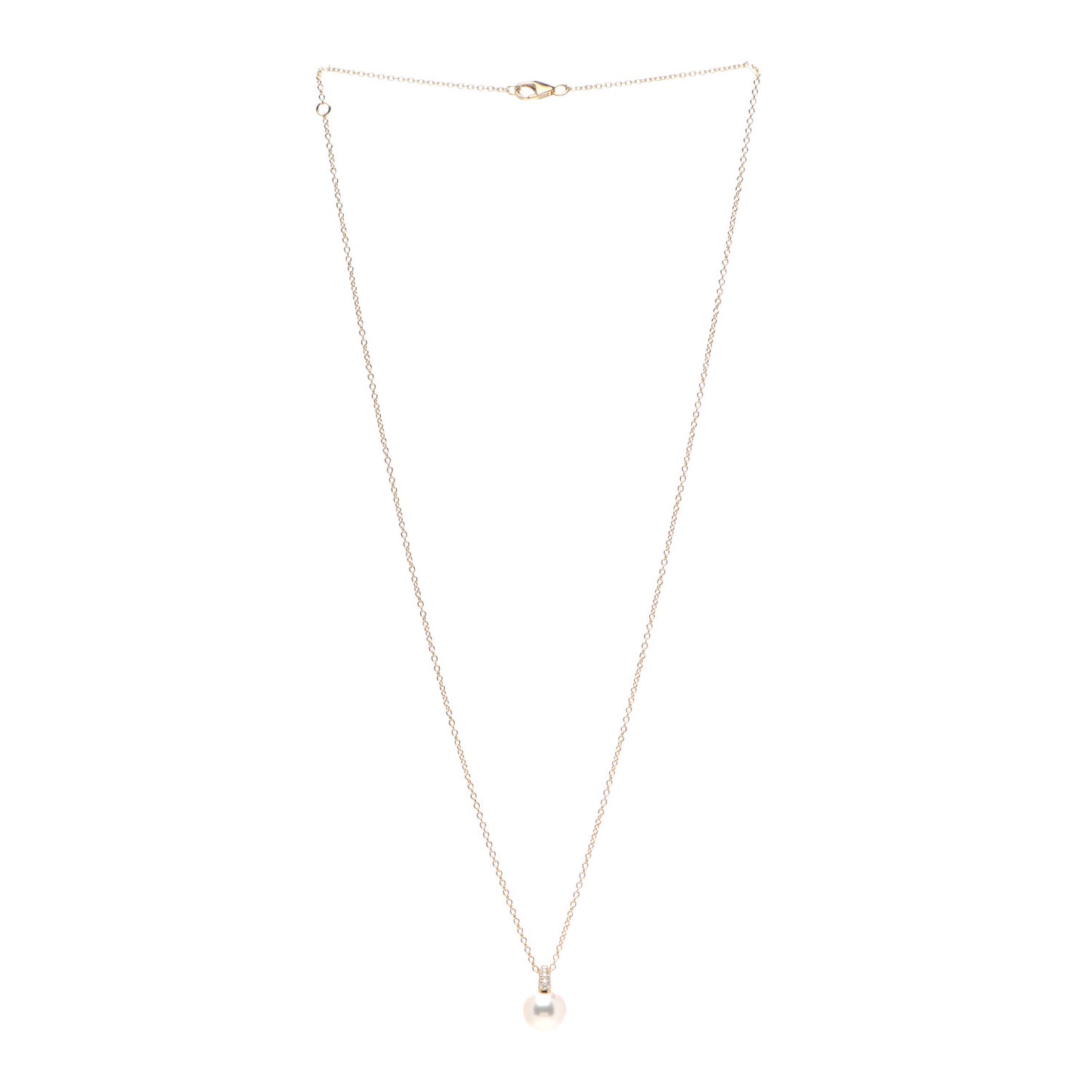 18K Yellow Gold Diamond Akoya Pearl 8.5-9mm Pendant Necklace