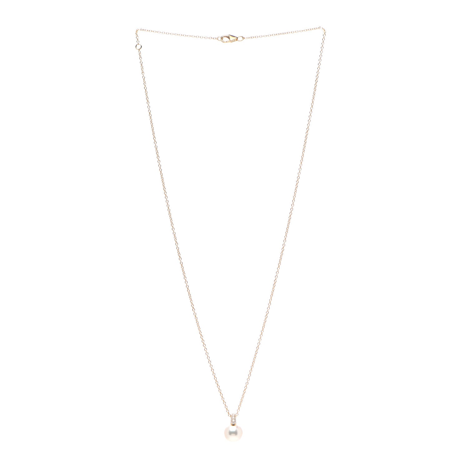 Mikimoto 18K Yellow Gold Diamond Akoya Pearl 8.5-9mm Pendant Necklace 3 of 5