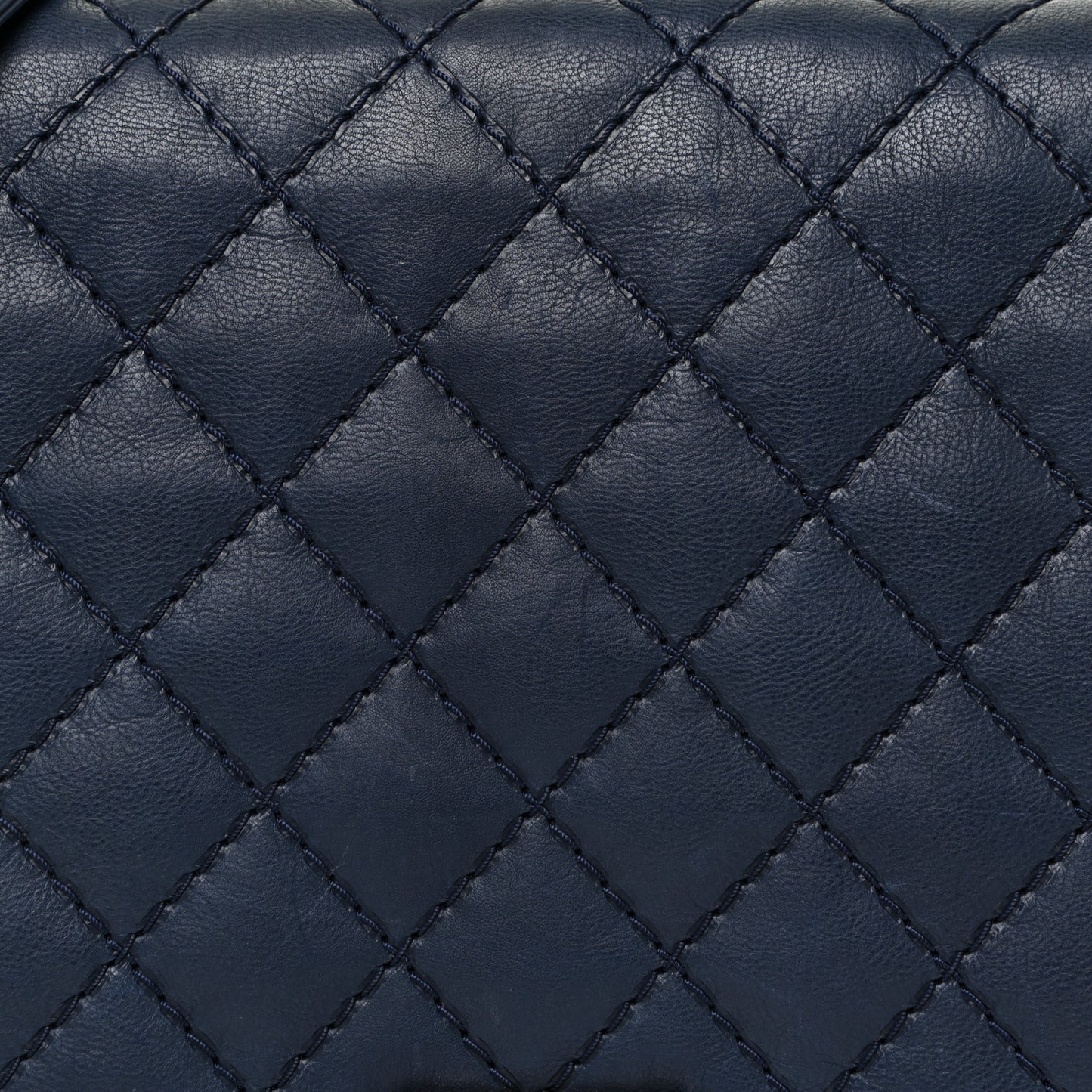Calfskin Double Stitch Large Boy Flap Navy Blue