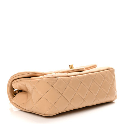 Chanel Lambskin Quilted Mini Rectangular Pearl Crush Flap Beige 4 of 11