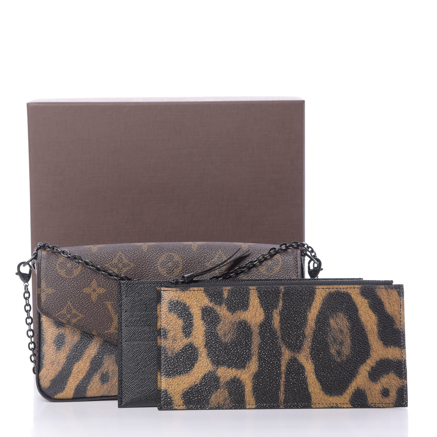 Monogram Animal Print Pochette Felicie Chain Wallet