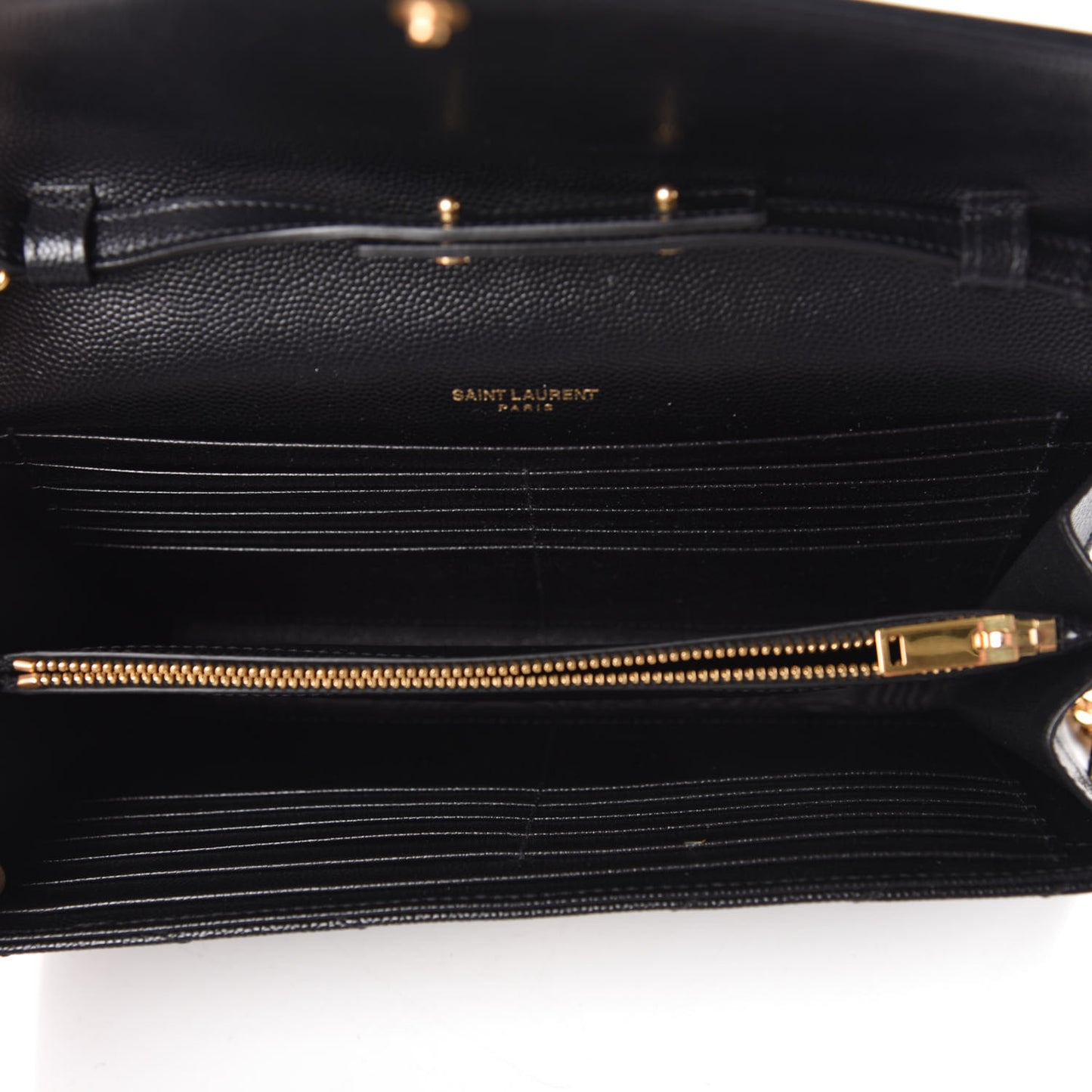 Grain De Poudre Matelasse Chevron Monogram Chain Wallet Black