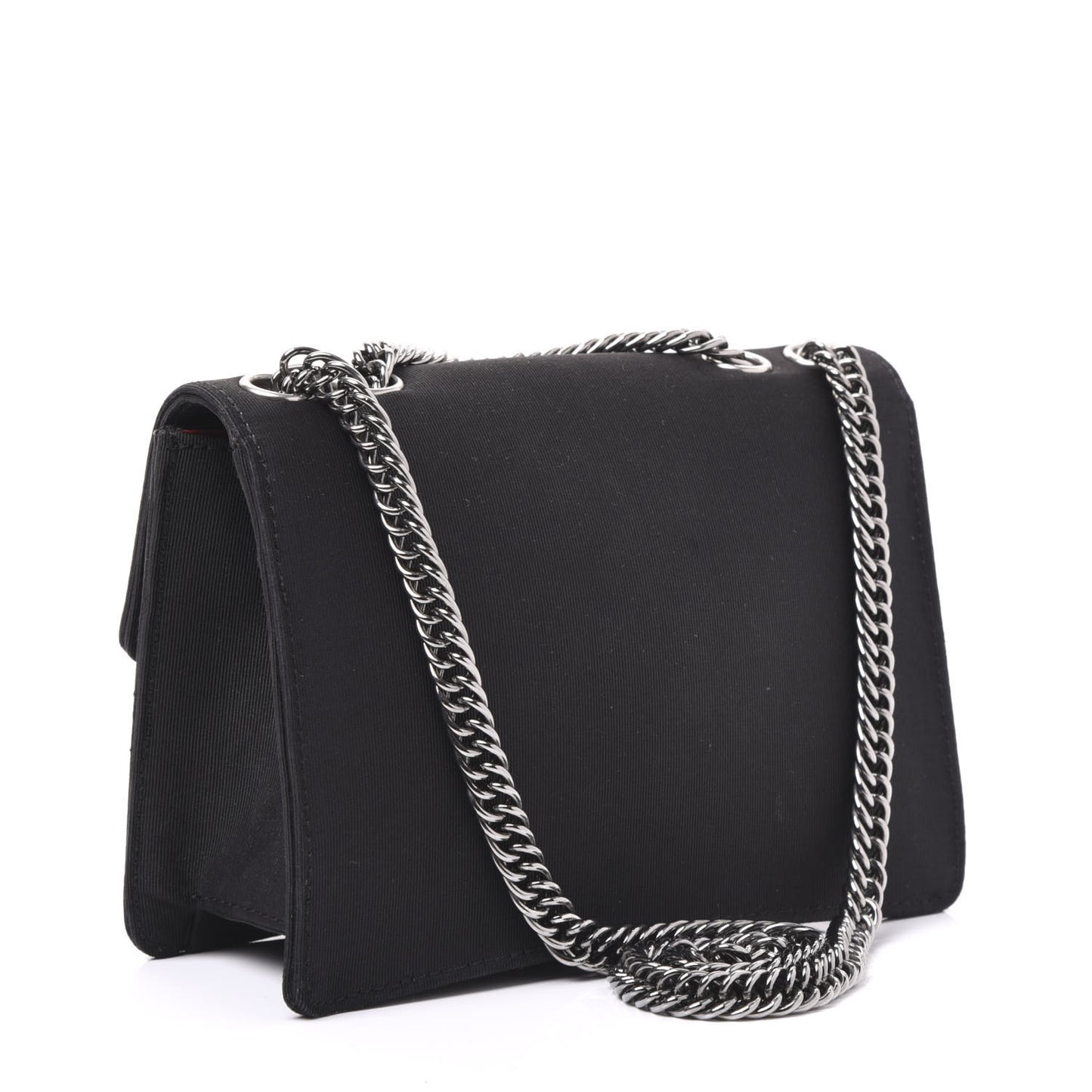 Grosgrain Mini Square Flap Bijoux Chain Black