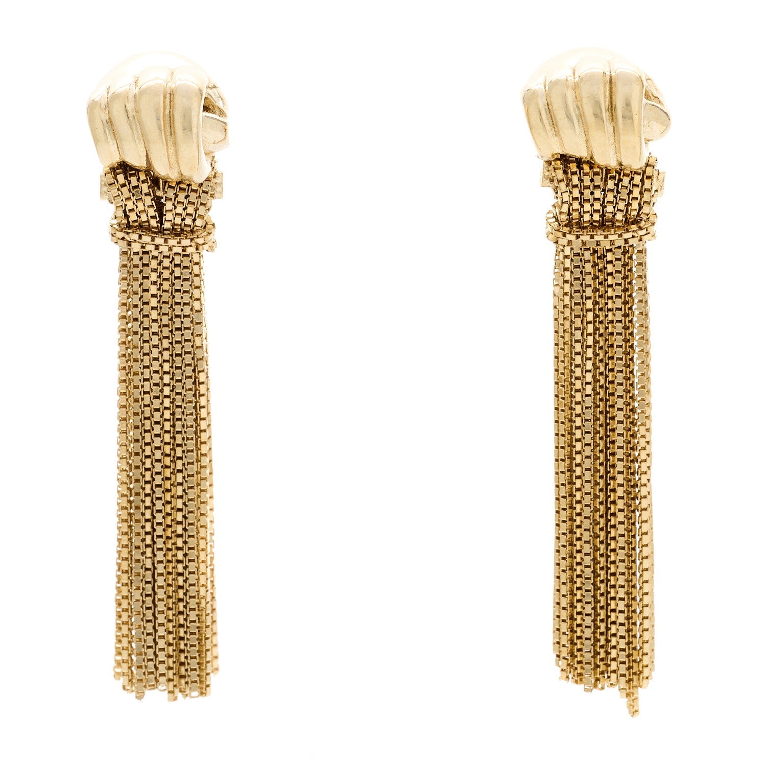 Bottega Veneta Sterling Silver Tassel Drop Earrings Gold 1 of 4