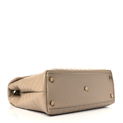 Saint Laurent Calfskin Matelasse Large Loulou Monogram Chain Satchel Dark Beige 3 of 9