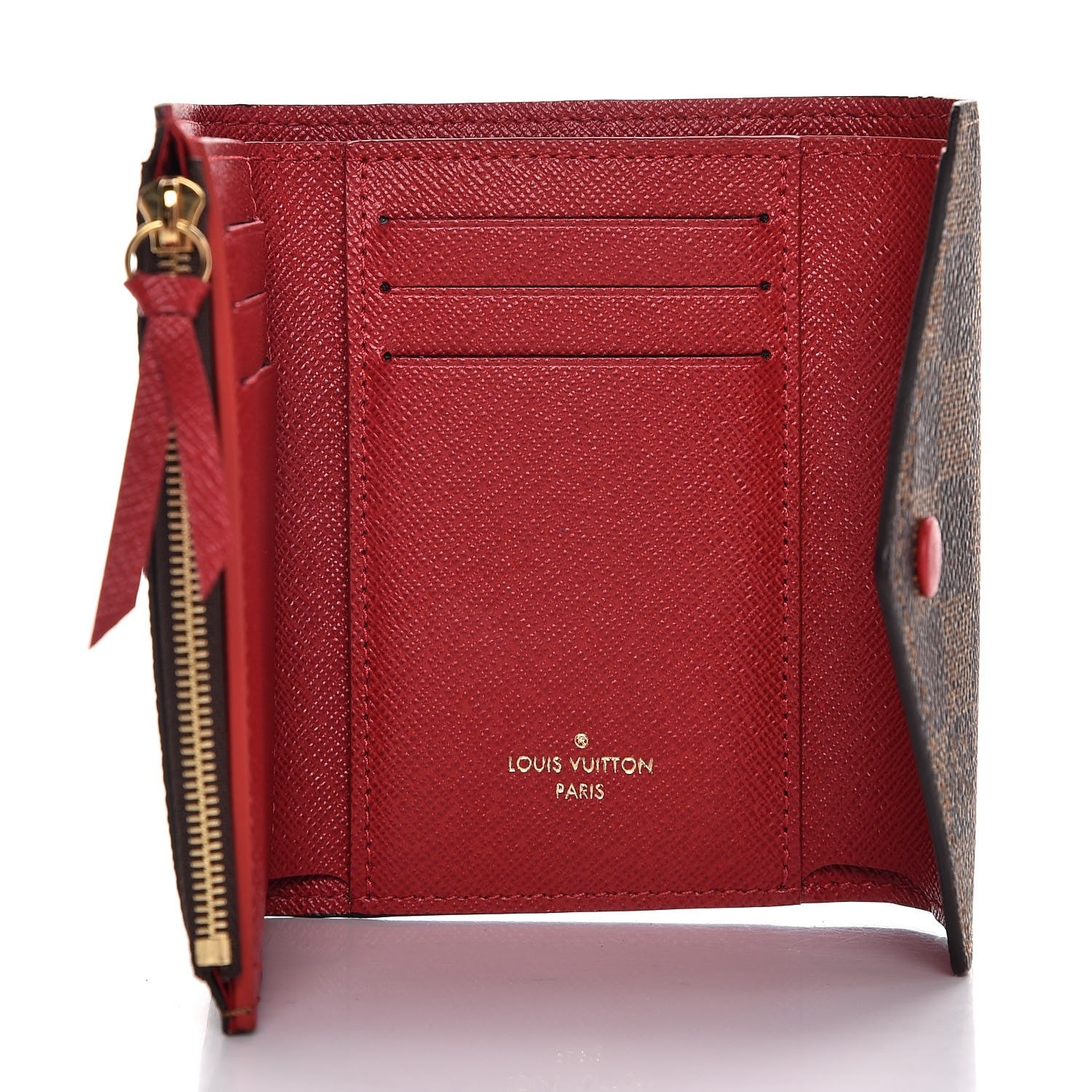 Louis Vuitton Damier Ebene Victorine Wallet Red 5 of 8