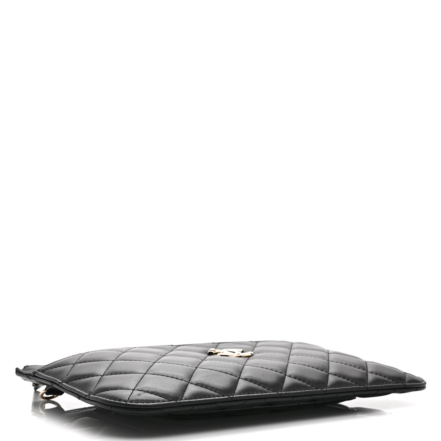 Lambskin Quilted Clutch With Chain Black