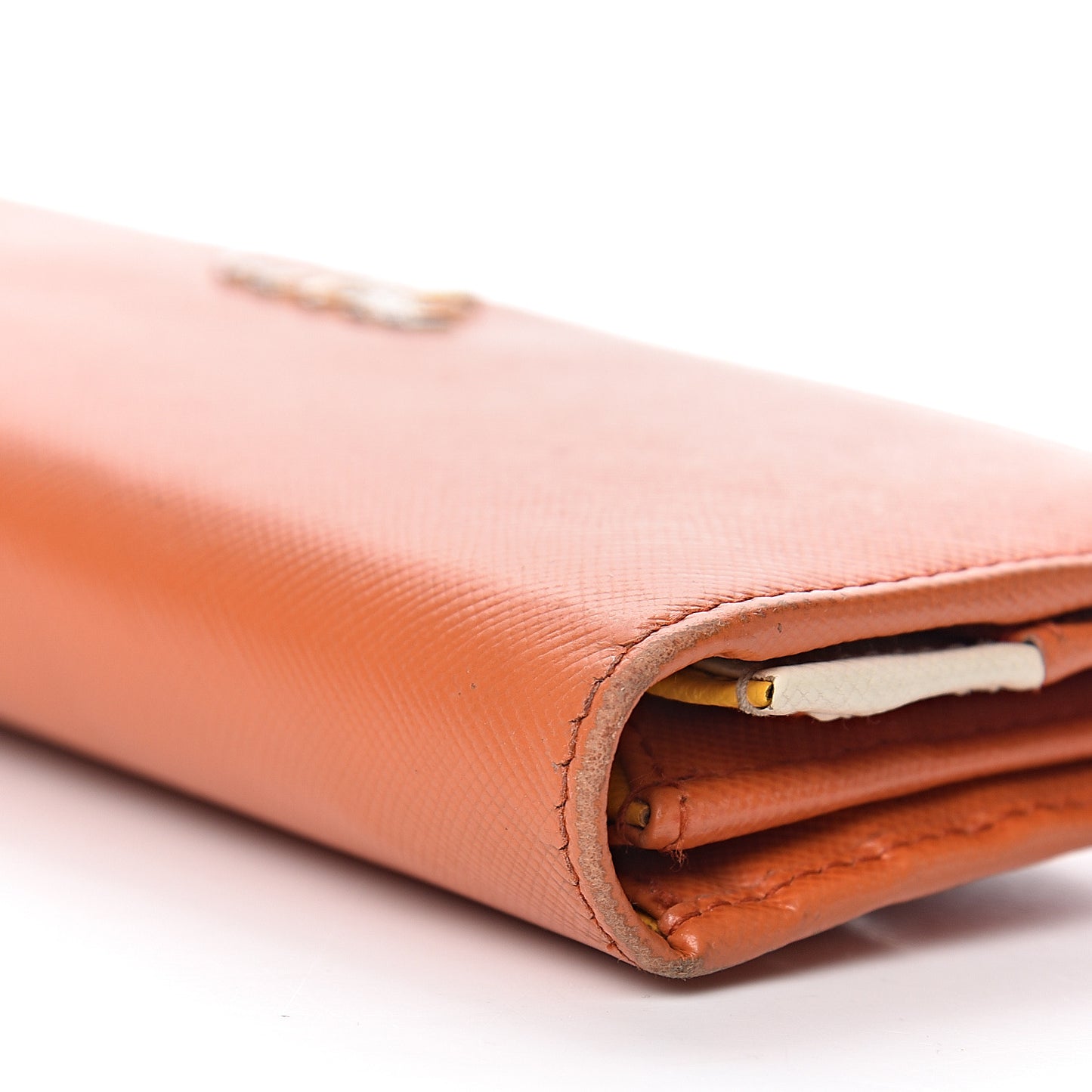 Saffiano Multicolor Continental Flap Wallet Papaya