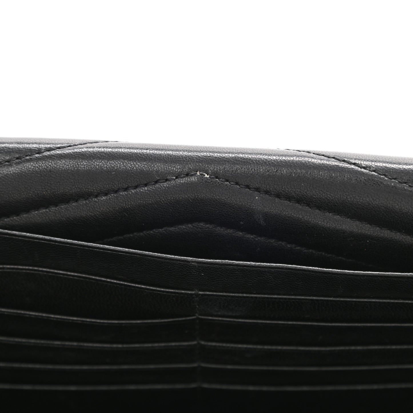 Lambskin Matelasse Chevron Monogram Sulpice Chain Wallet Black