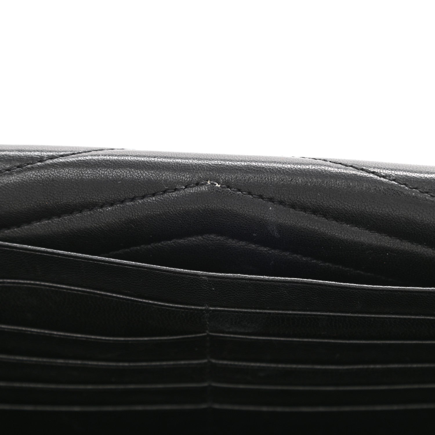 Saint Laurent Lambskin Matelasse Chevron Monogram Sulpice Chain Wallet Black 15 of 26