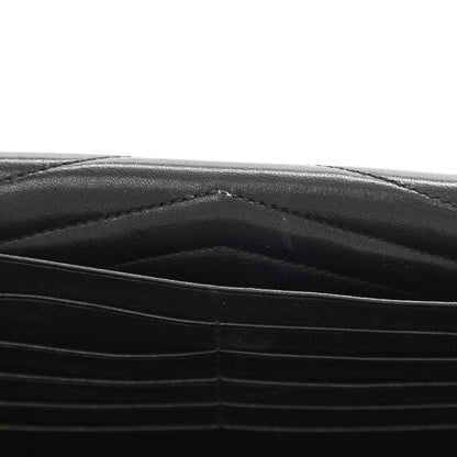 Saint Laurent Lambskin Matelasse Chevron Monogram Sulpice Chain Wallet Black 15 of 26