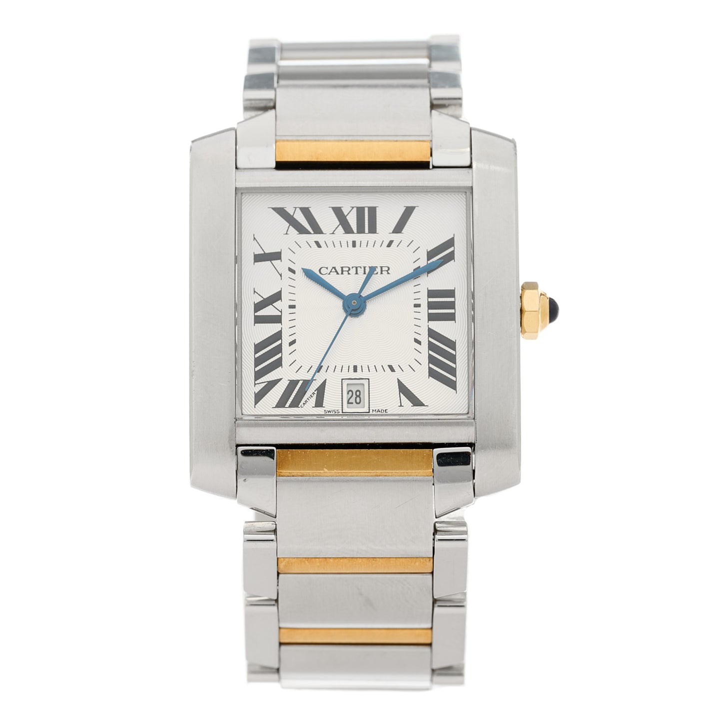 Stainless Steel 18K Yellow Gold 28mm Tank Francaise Automatic Watch