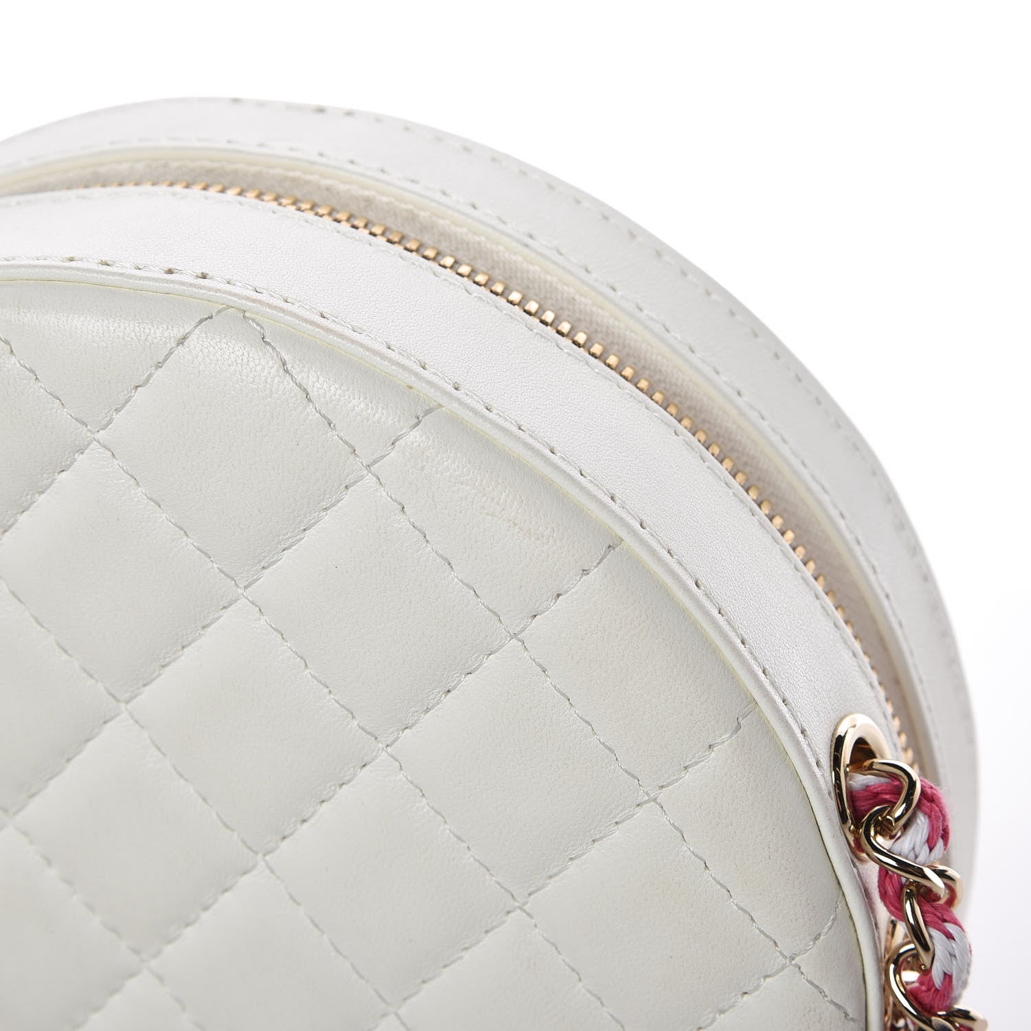 Chanel Lambskin Coco Lifesaver Round Bag Pink White 8 of 17