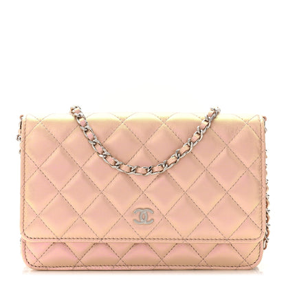 Chanel Iridescent Calfskin Quilted Wallet On Chain WOC Pink 1 of 12