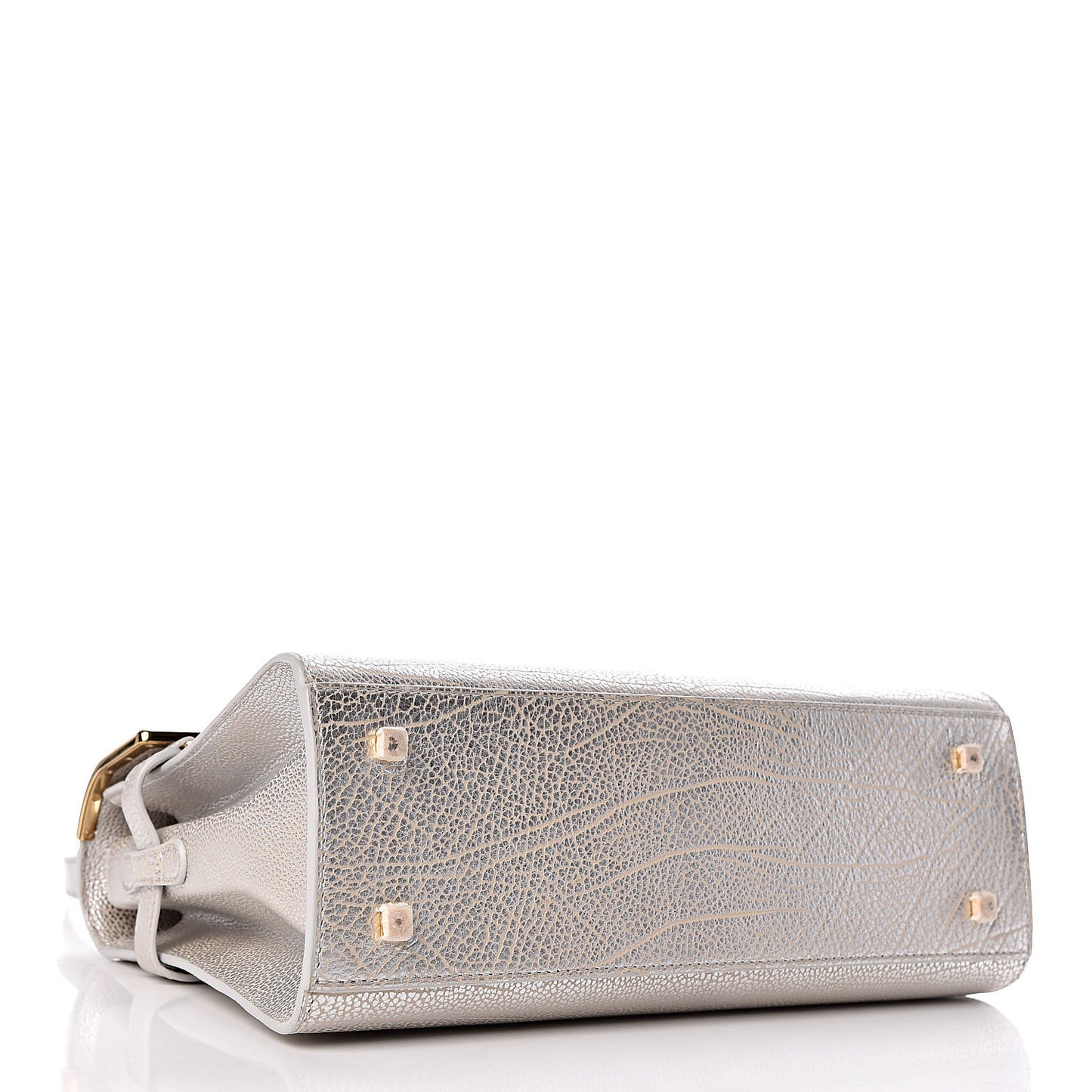 Metallic Crispy Calfskin MM Metal Frame Tempete Satchel Antique Silver
