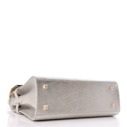 Delvaux Metallic Crispy Calfskin MM Metal Frame Tempete Satchel Antique Silver 4 of 10