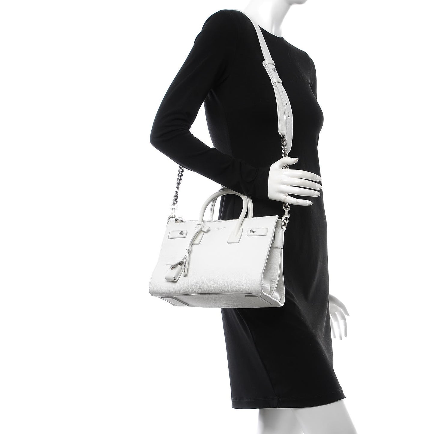 Grained Calfskin Baby Supple Sac De Jour White
