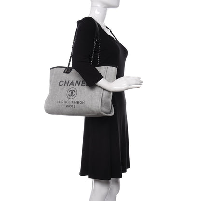 Chanel Woven Straw Raffia Small Deauville Tote Grey 2 of 10