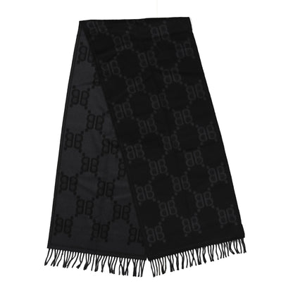 Gucci X BALENCIAGA Cashmere All Over Macro Print Scarf Black 2 of 3