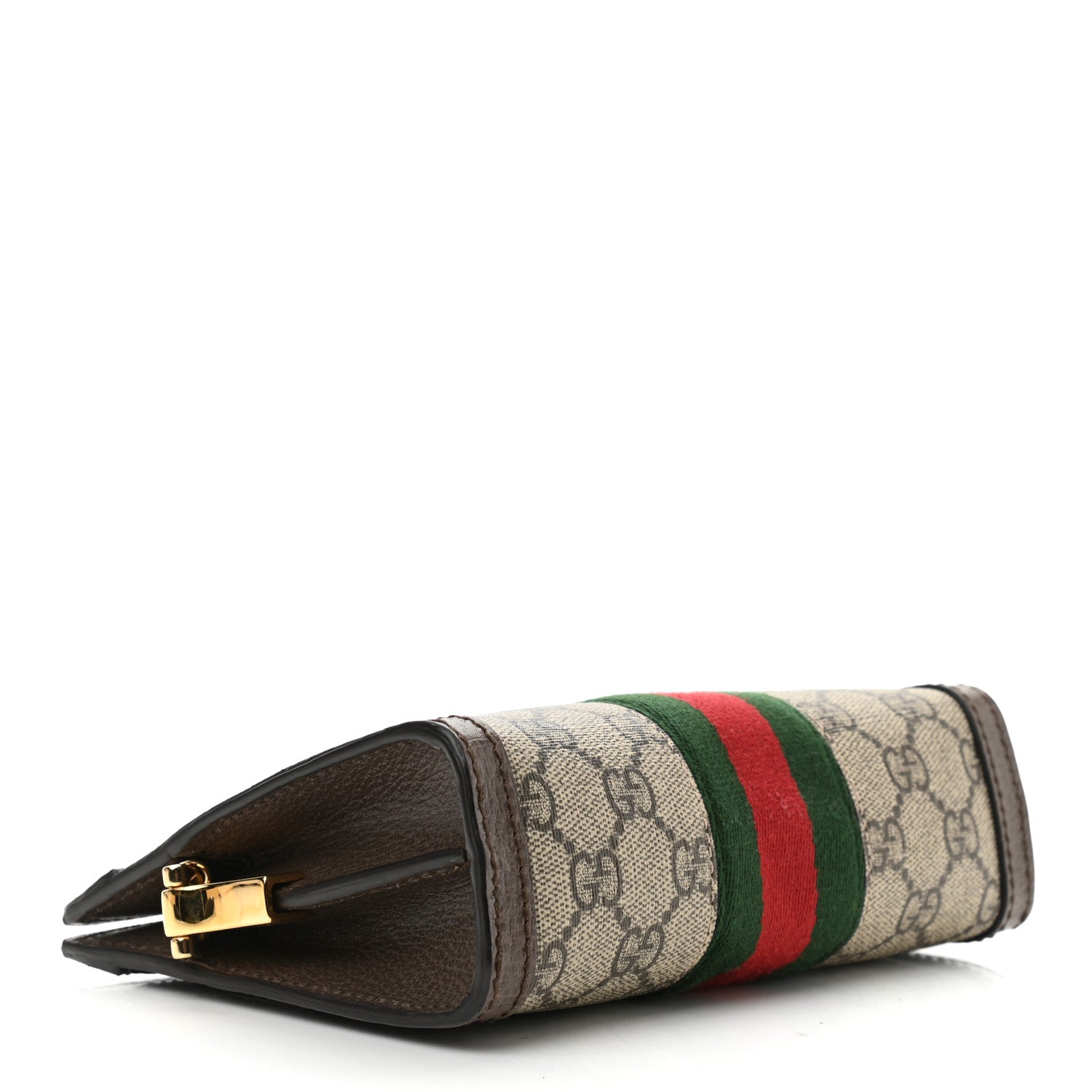 Gucci GG Supreme Monogram Textured Dollar Calfskin Web Mini Ophidia Chain Shoulder Bag Beige Ebony New Acero 4 of 10