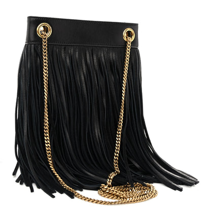 Saint Laurent Calfskin Small Grace Fringed Hobo Bag Black 3 of 9