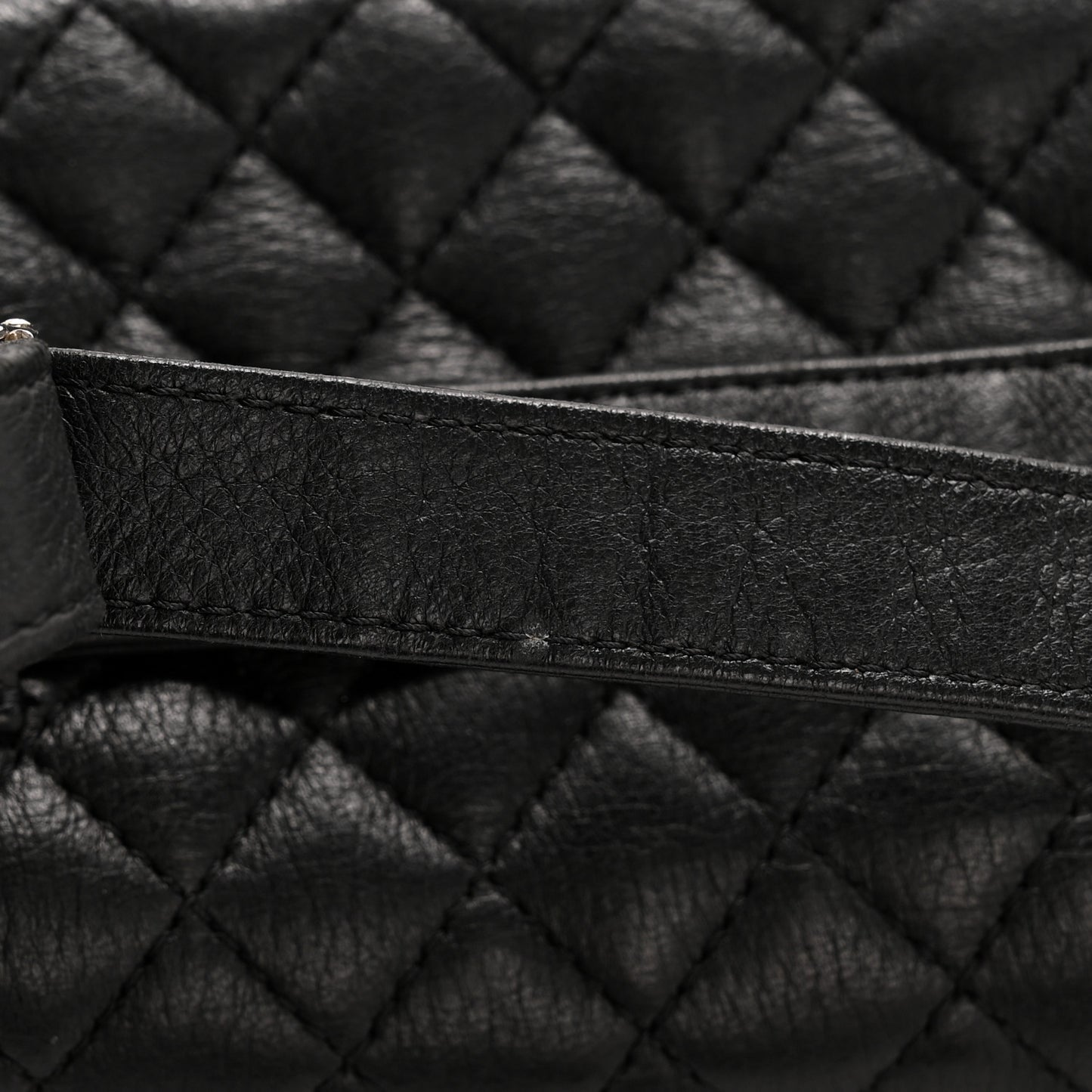 Grained Calfskin Quilted CC Uniform Flap Belt Bag Black