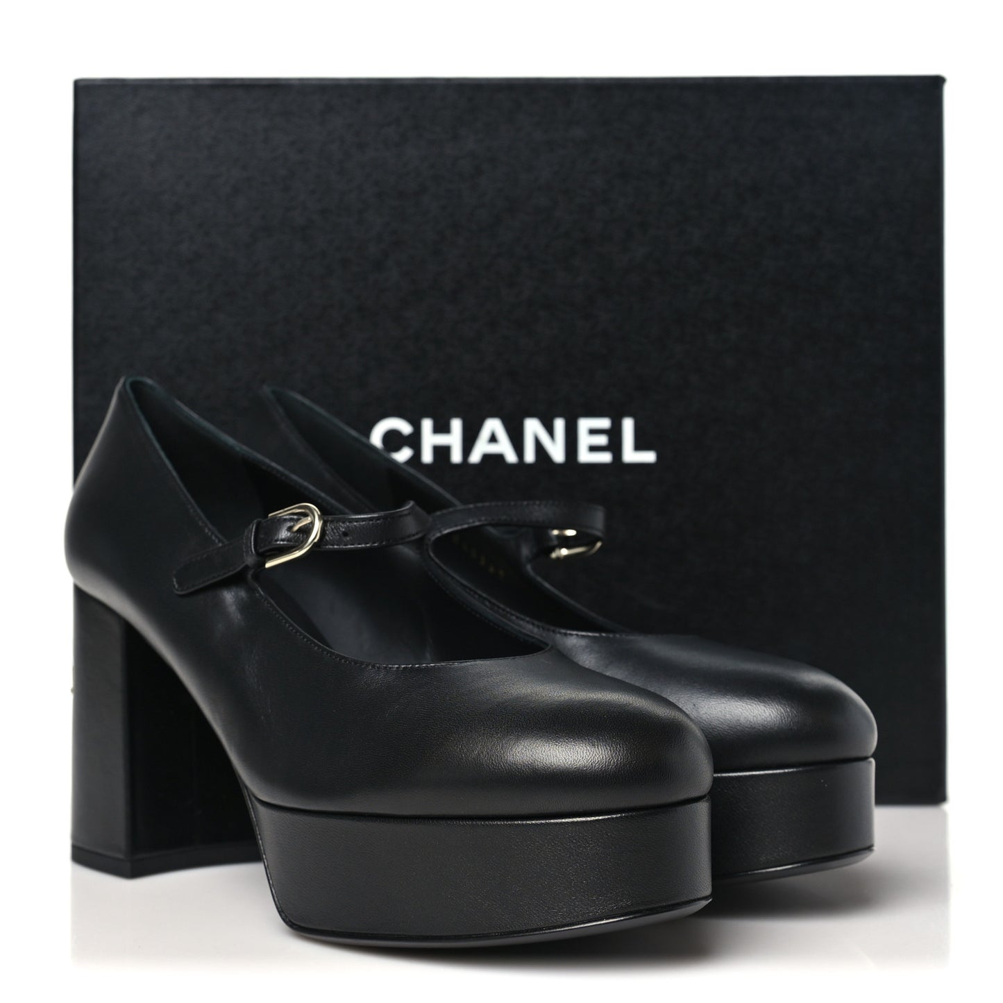 Lambskin Mary Jane Platform Pumps 38.5 Black