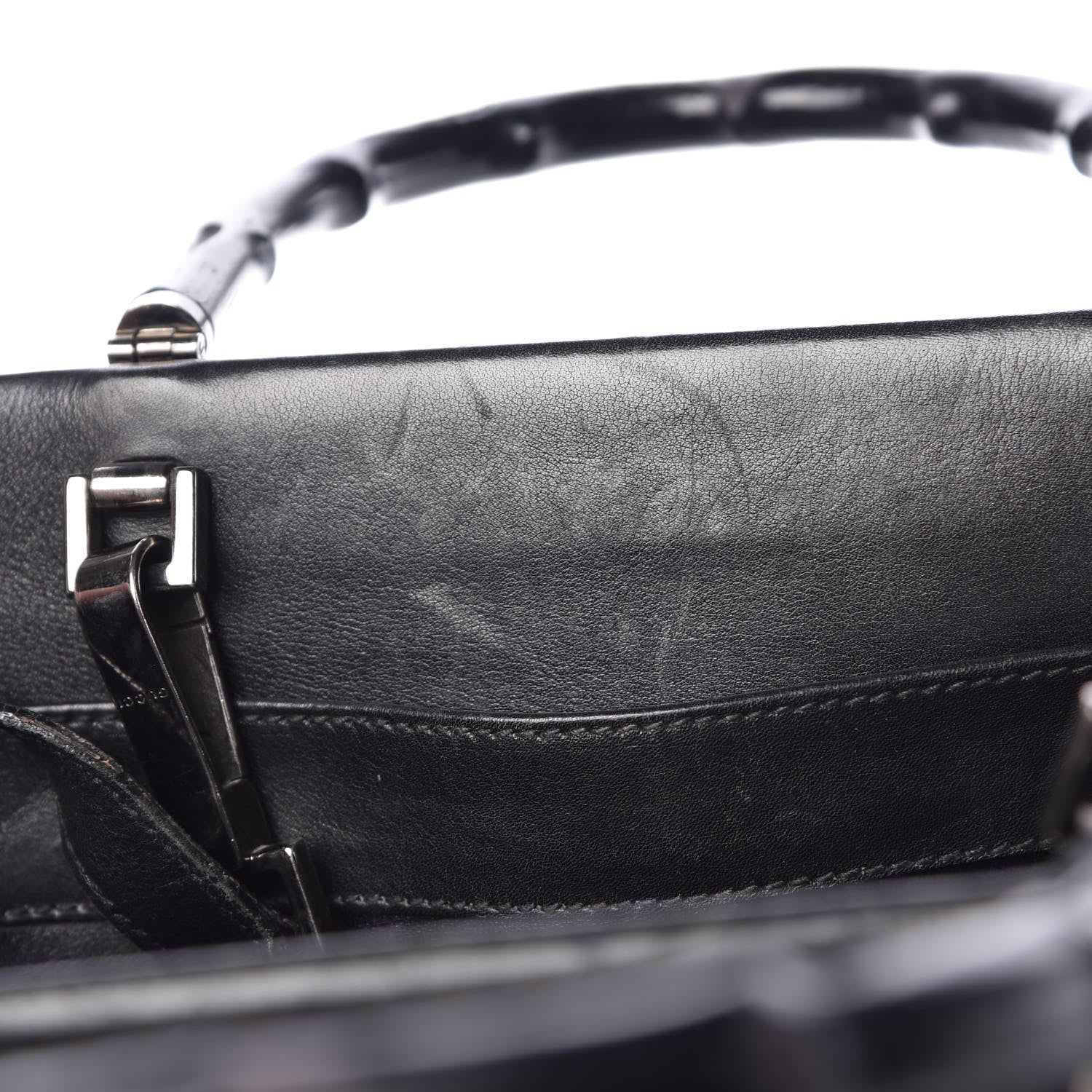 Gucci Calfskin Bamboo Top Handle Bag Black 11 of 29