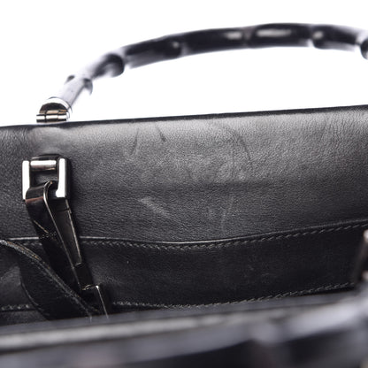Gucci Calfskin Bamboo Top Handle Bag Black 11 of 29