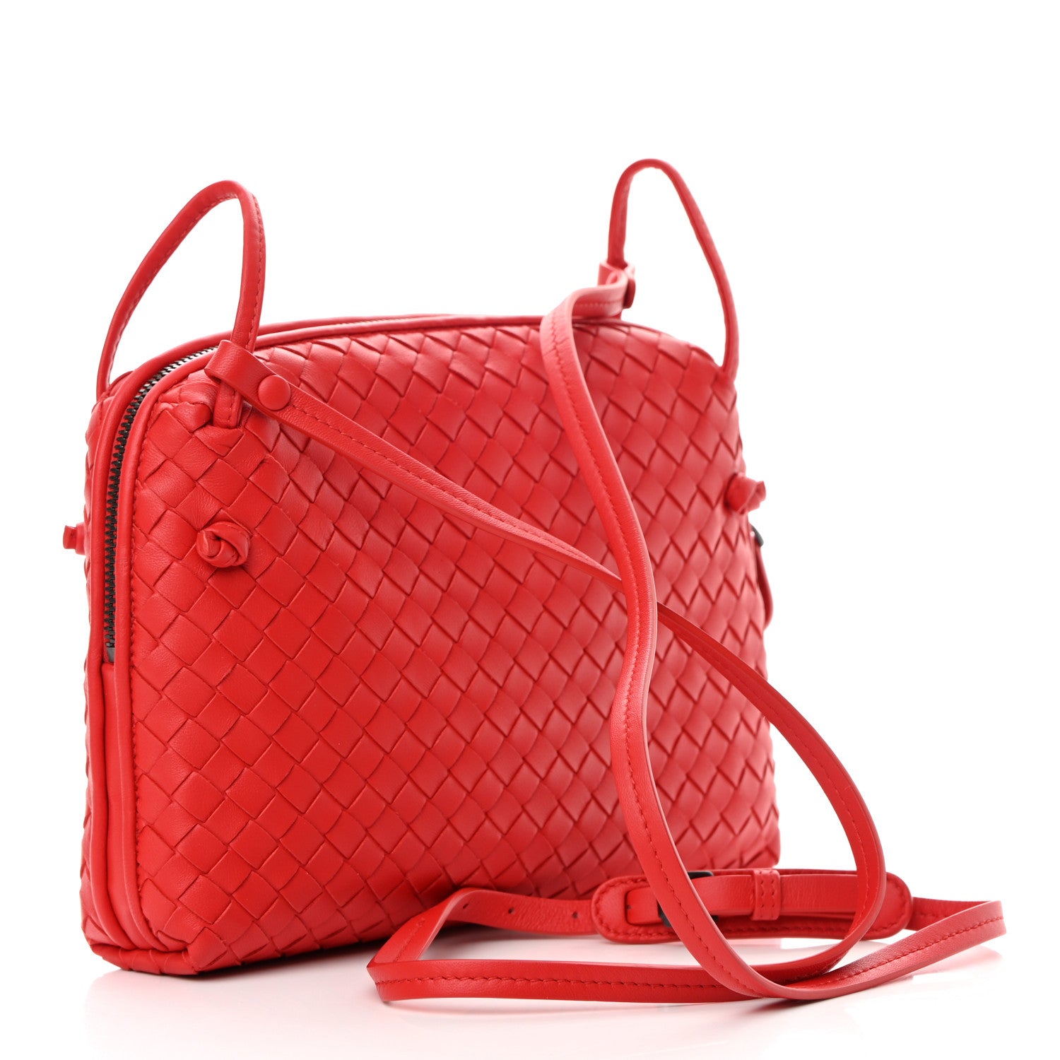 Bottega Veneta Nappa Intrecciato Nodini Crossbody Messenger Red 3 of 10