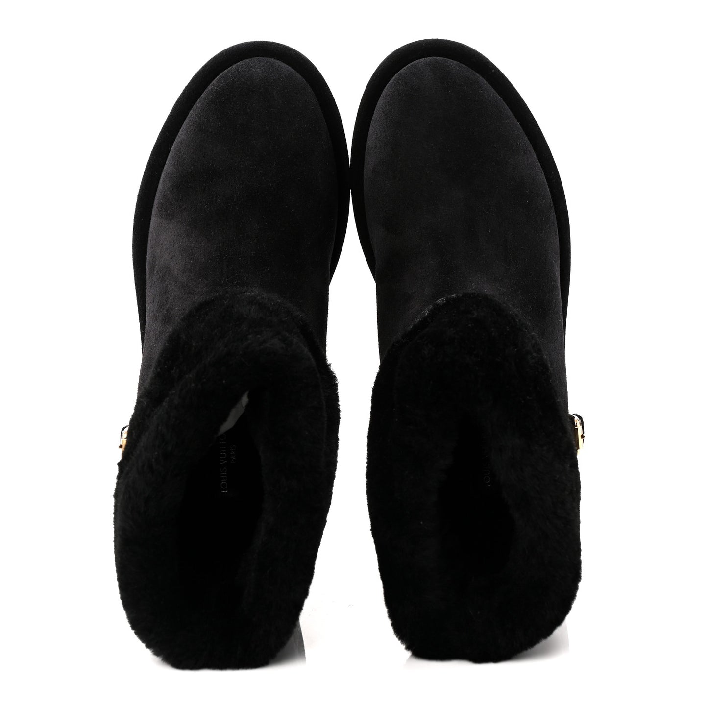 Suede Calfskin Shearling Aspen Platform Ankle Boots 38 Black