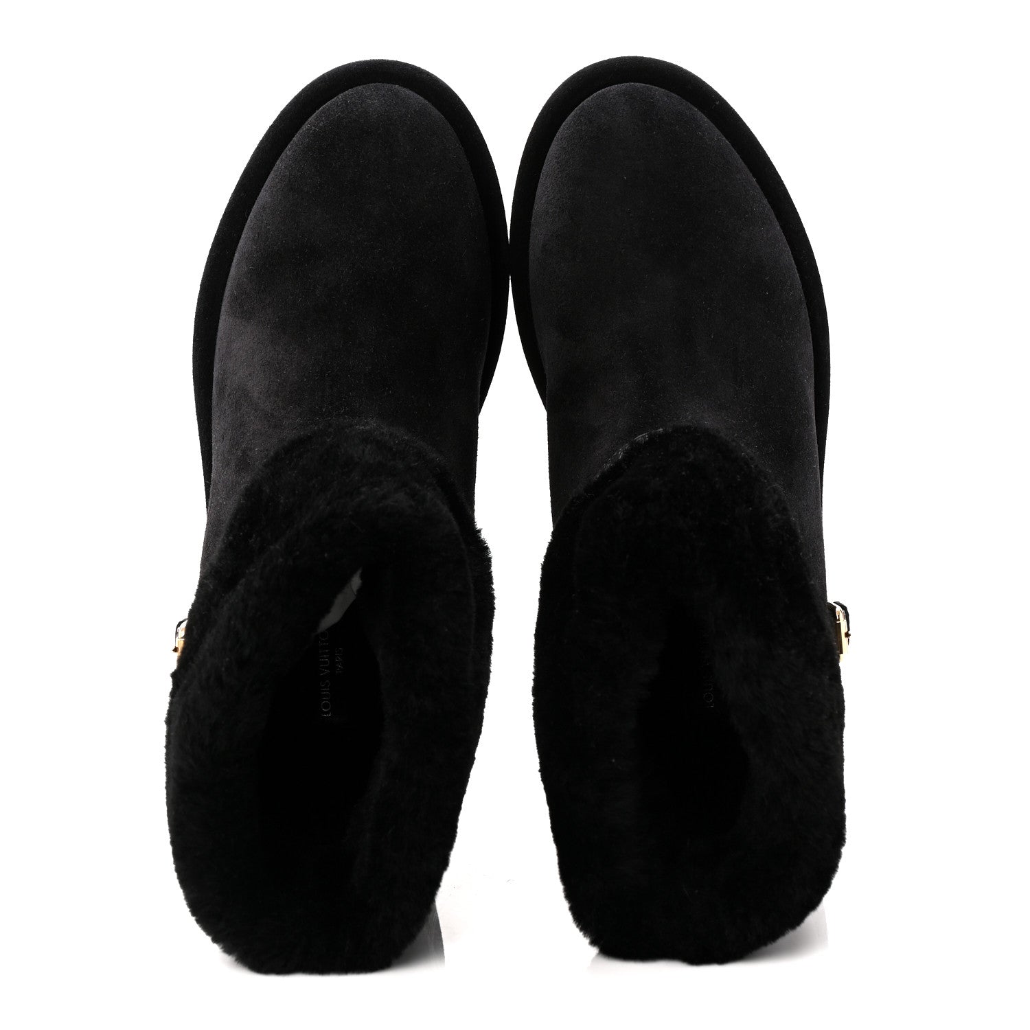 Louis Vuitton Suede Calfskin Shearling Aspen Platform Ankle Boots 38 Black 5 of 9