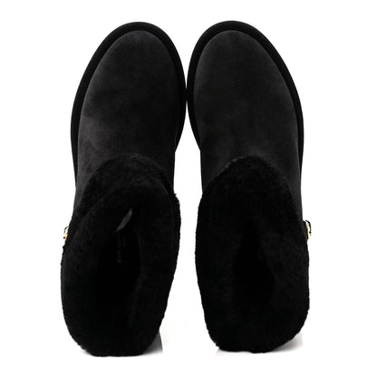 Louis Vuitton Suede Calfskin Shearling Aspen Platform Ankle Boots 38 Black 5 of 9