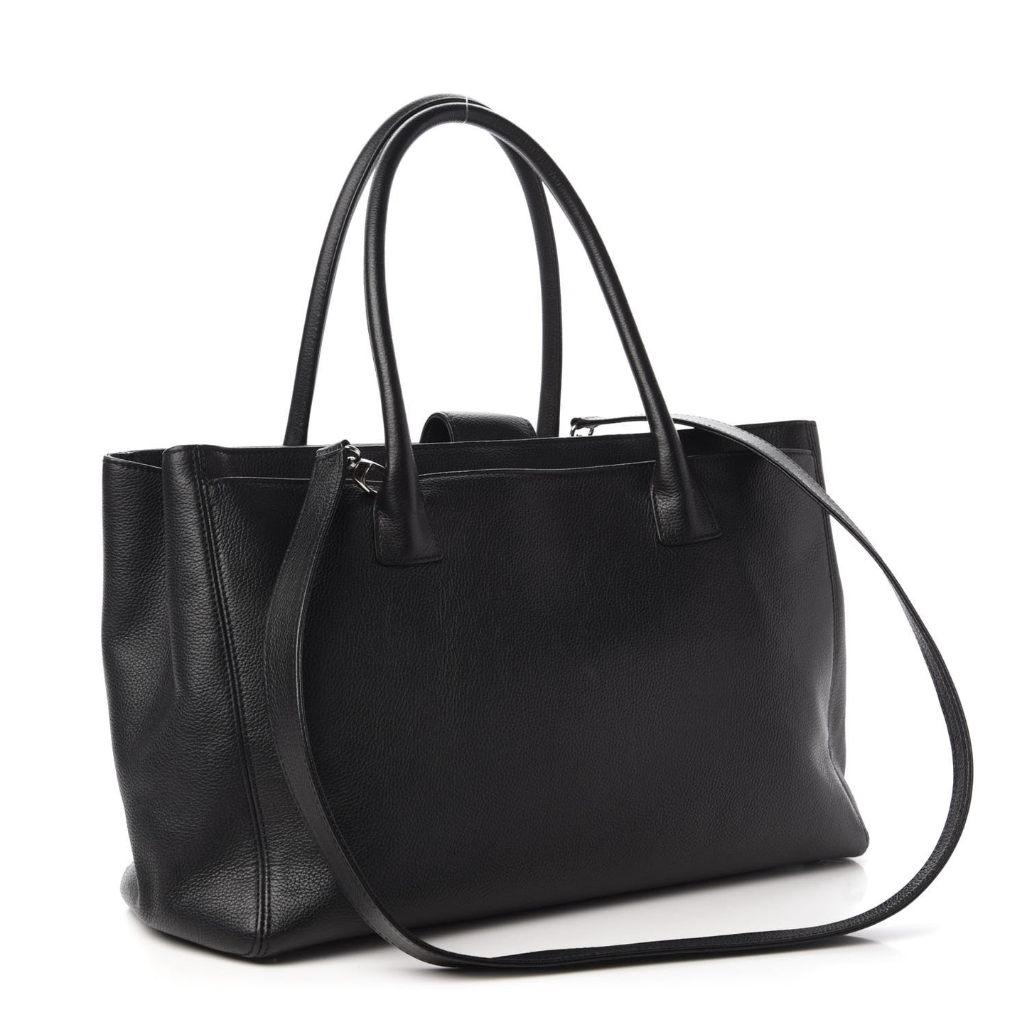 Calfskin Cerf Executive Shopper Tote Black