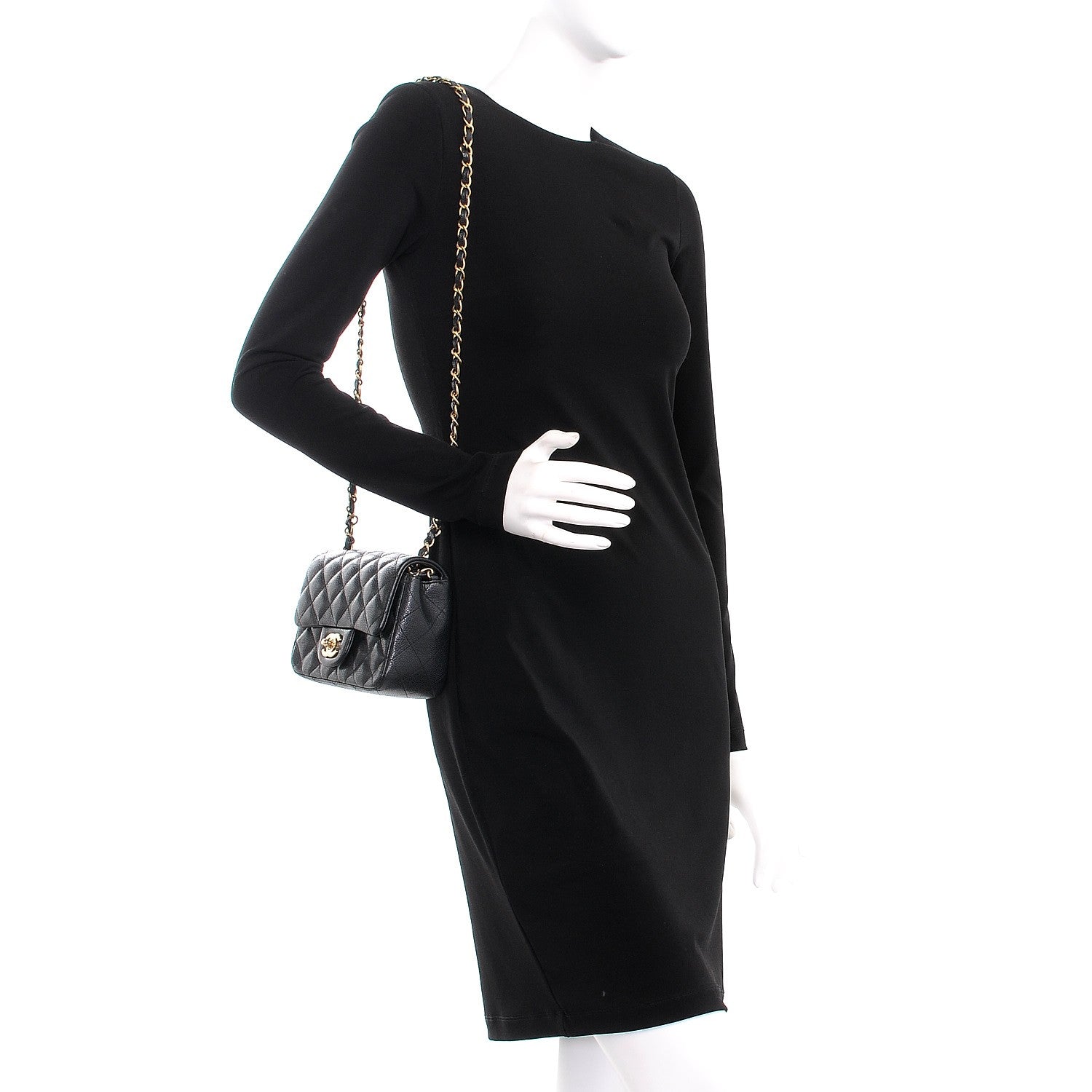 Chanel Caviar Quilted Mini Square Flap Dark Charcoal 2 of 9