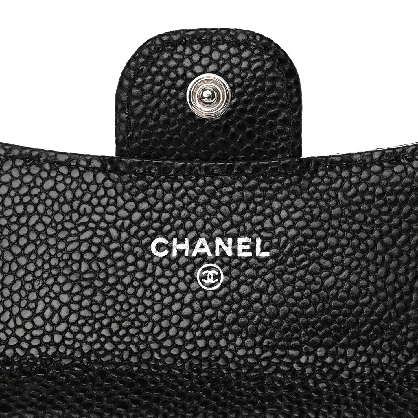 Caviar Quilted Flap Card Holder Wallet Black