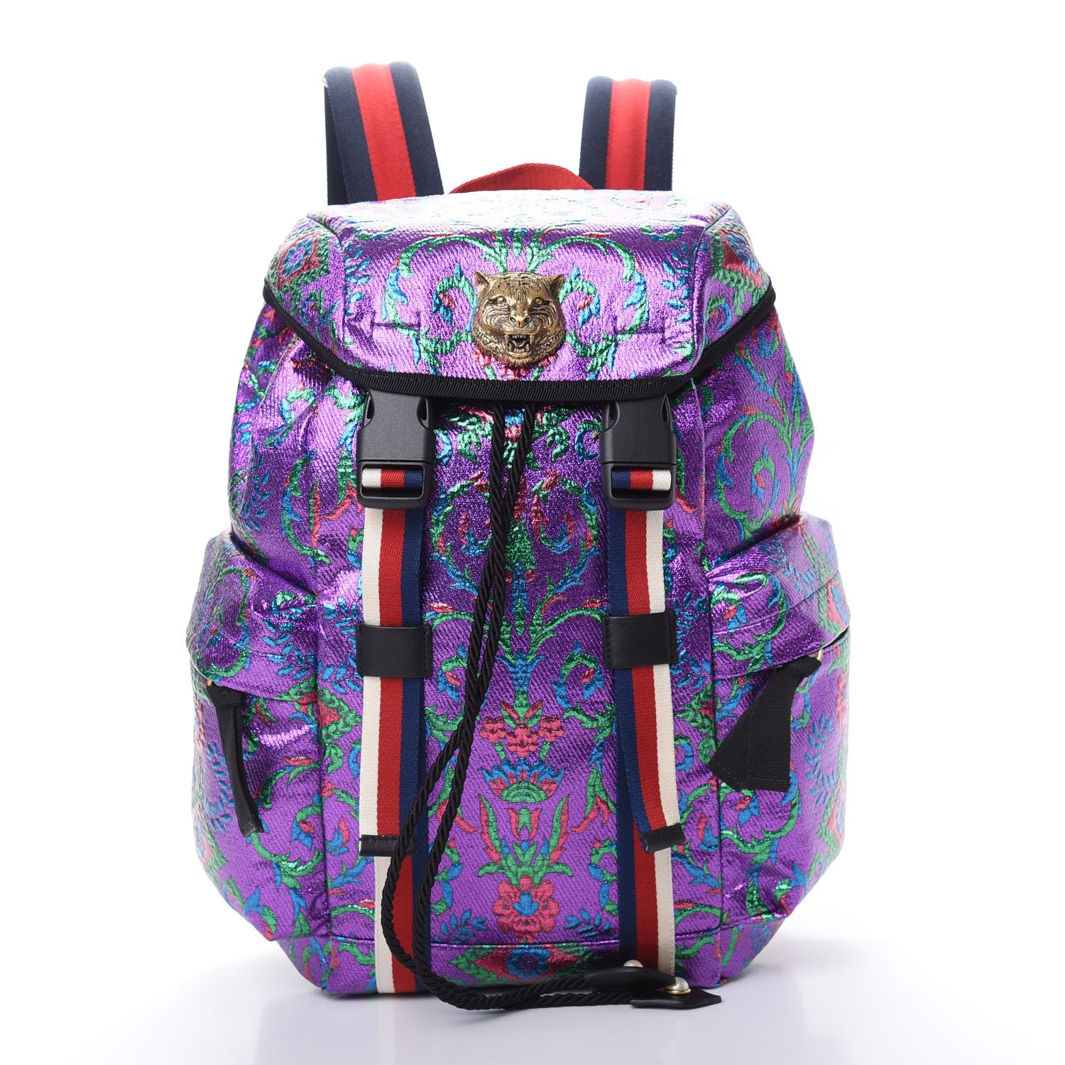 Gucci Brocade Web Small Double Buckle Backpack Multicolor 1 of 9