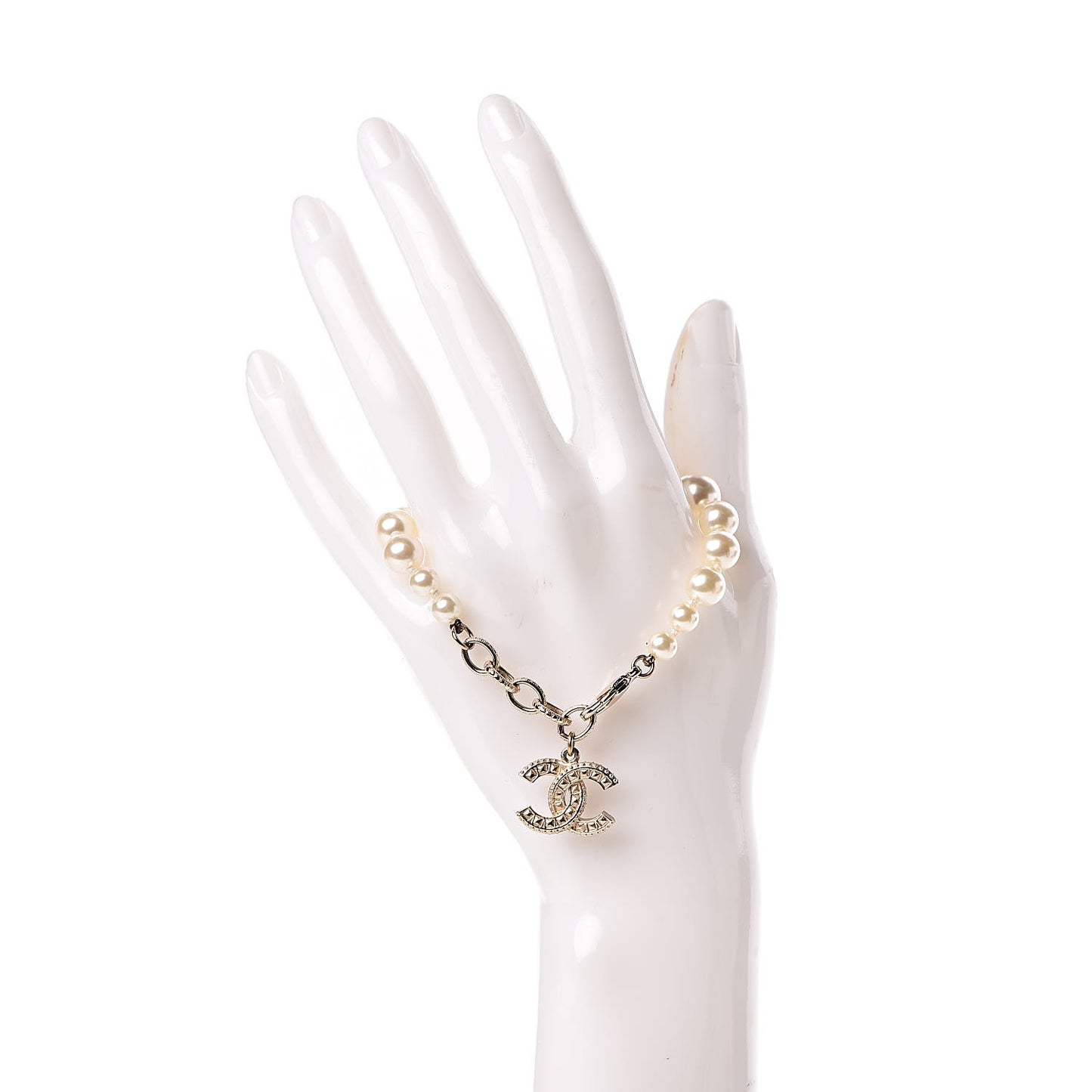 Pearl Crystal CC Bracelet Gold
